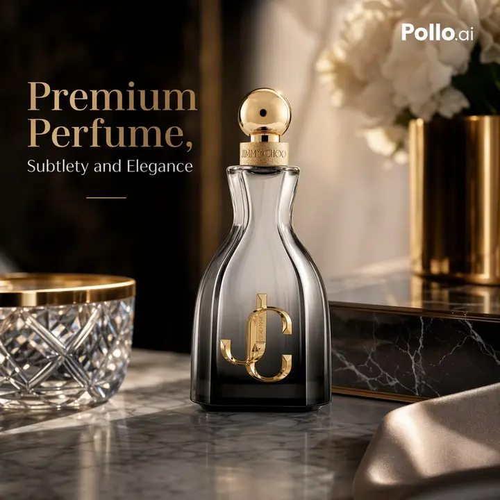 Luxury Perfume Ad on Marble Vanity, FIBO 2 example