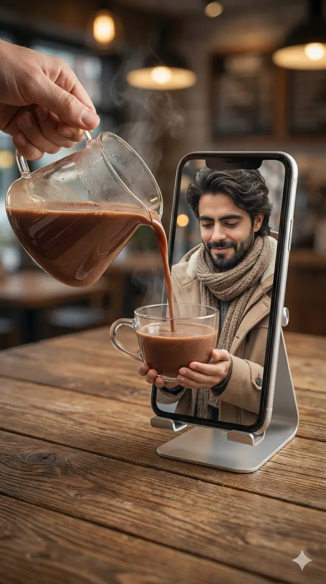 Mixed-Reality Hot Chocolate Pour