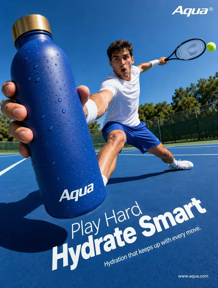 Tennis Hydration Ad Poster, FIBO 2 example